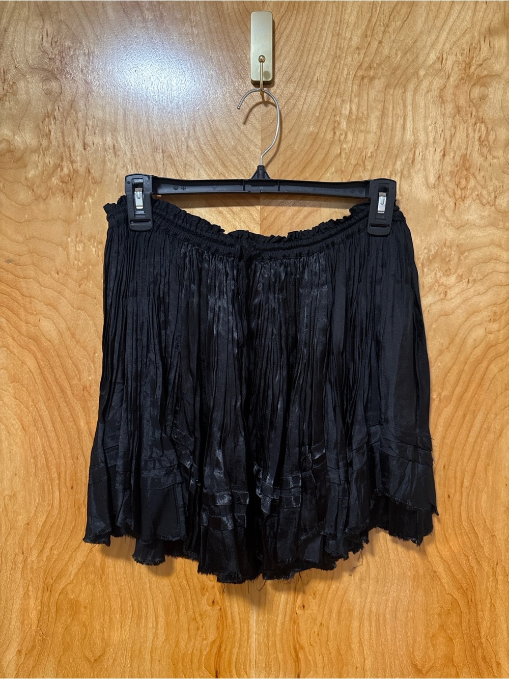 Free People Third Charm Mini Skirt - Black Textured Pleated